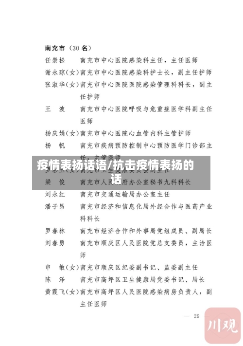 疫情表扬话语/抗击疫情表扬的话